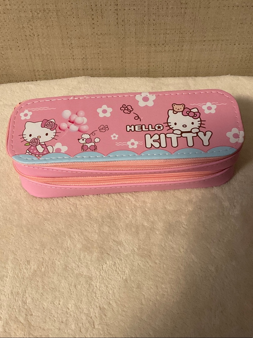 Hello Kitty Pink and Light Blue Zippered Pencil Case